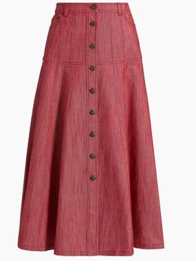 Brand new Cinq à Sept red denim midi skirt, sold out in this color NWT Size 16